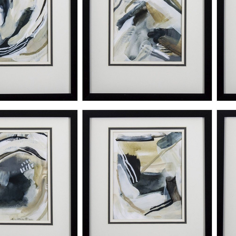 Set Of 6 Neutral Watercolor Abstract Framed Art — view 2
