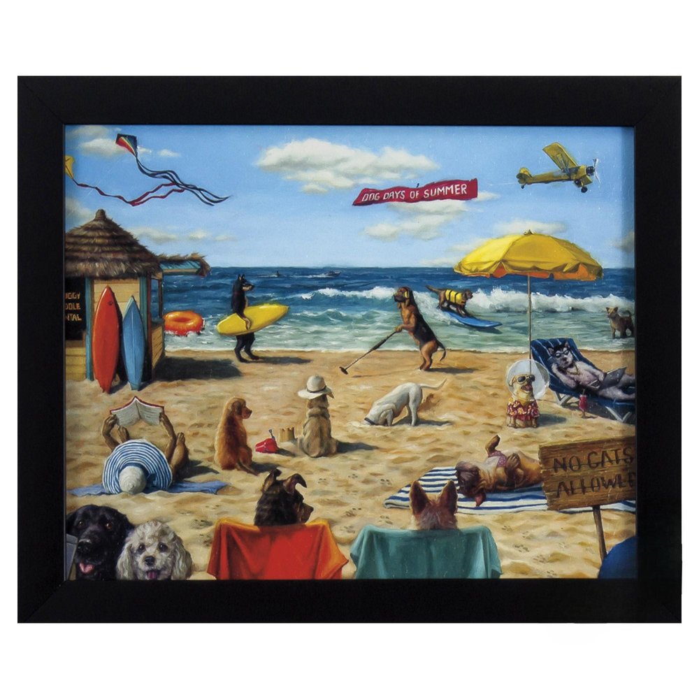 9" X 11" Dog Days Of Summer Black Framed Beach Wall Art — view 1