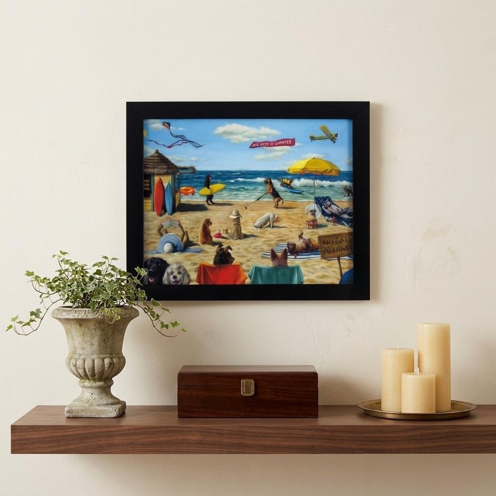 9" X 11" Dog Days Of Summer Black Framed Beach Wall Art — view 5