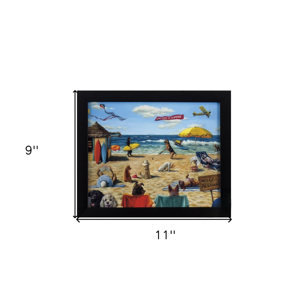 9" X 11" Dog Days Of Summer Black Framed Beach Wall Art — view 2