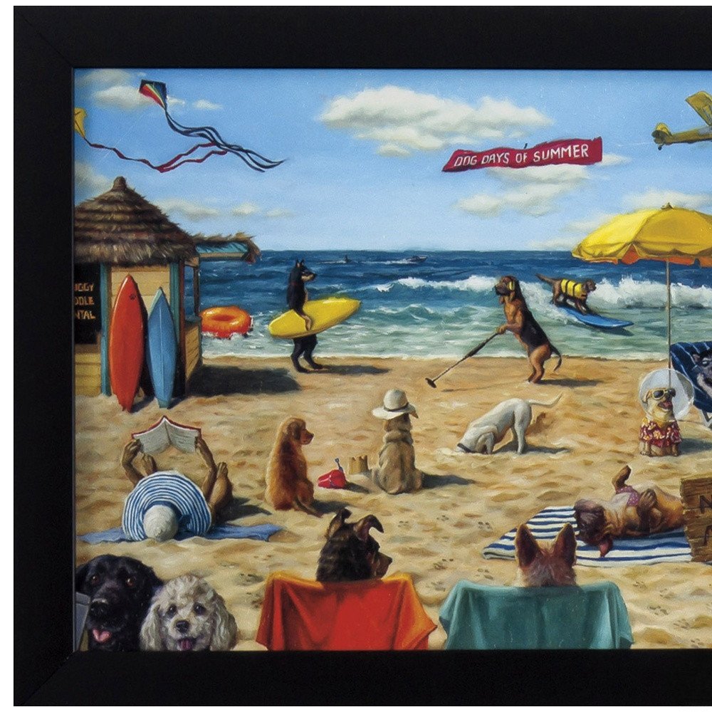 9" X 11" Dog Days Of Summer Black Framed Beach Wall Art — view 4