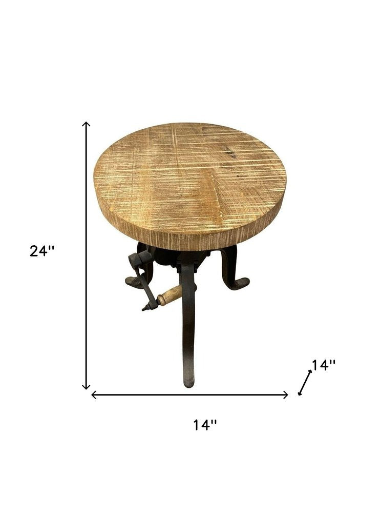 Brown and Black Solid Wood Backless Counter Height Bar Chair HomeRoots