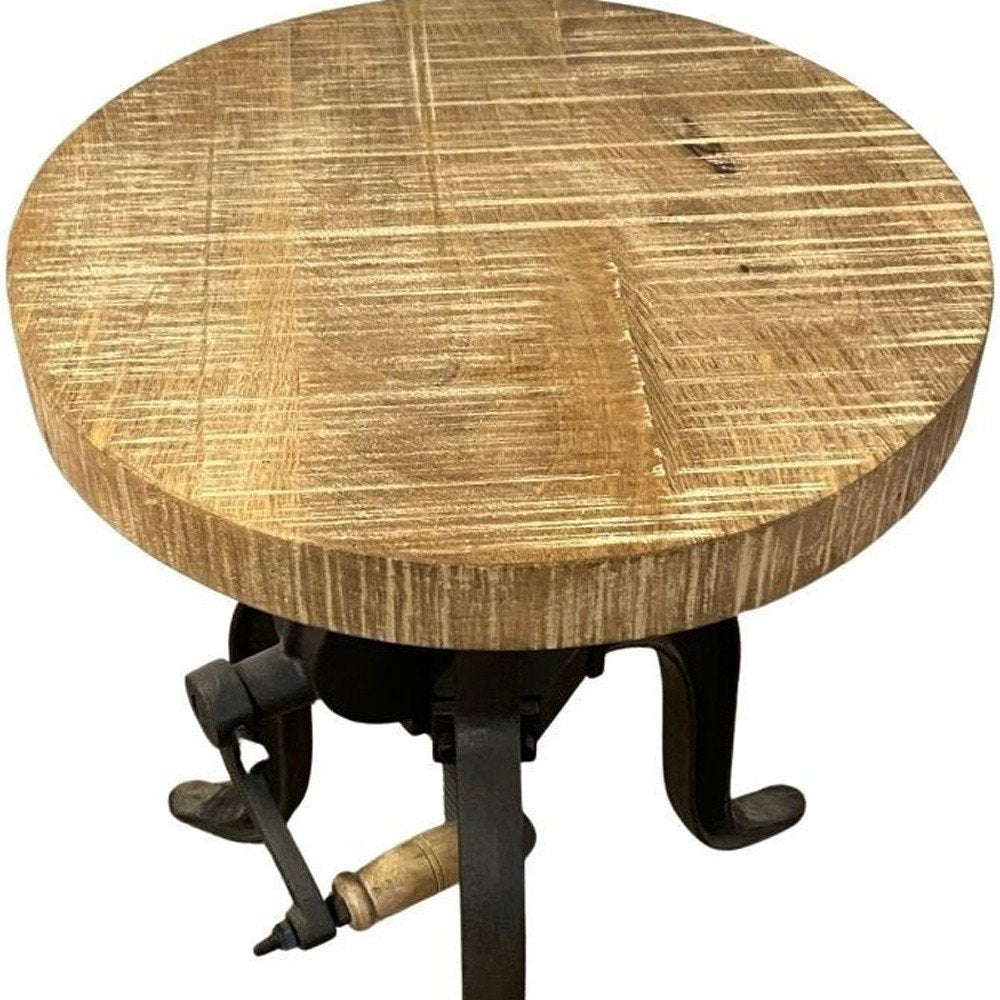 Brown and Black Solid Wood Backless Counter Height Bar Chair HomeRoots