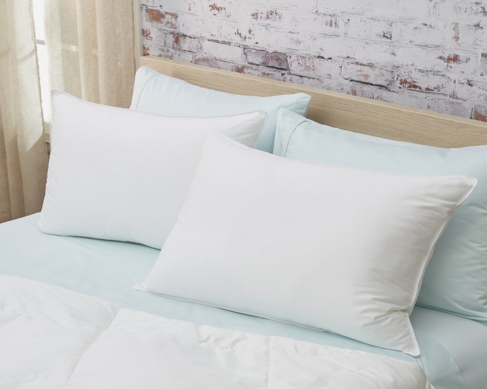 Set Of 2 Lux Sateen Down Alternative Queen Size Medium Pillows HomeRoots