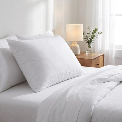 Set Of 2 Lux Sateen Down Alternative King Size Medium Pillows HomeRoots