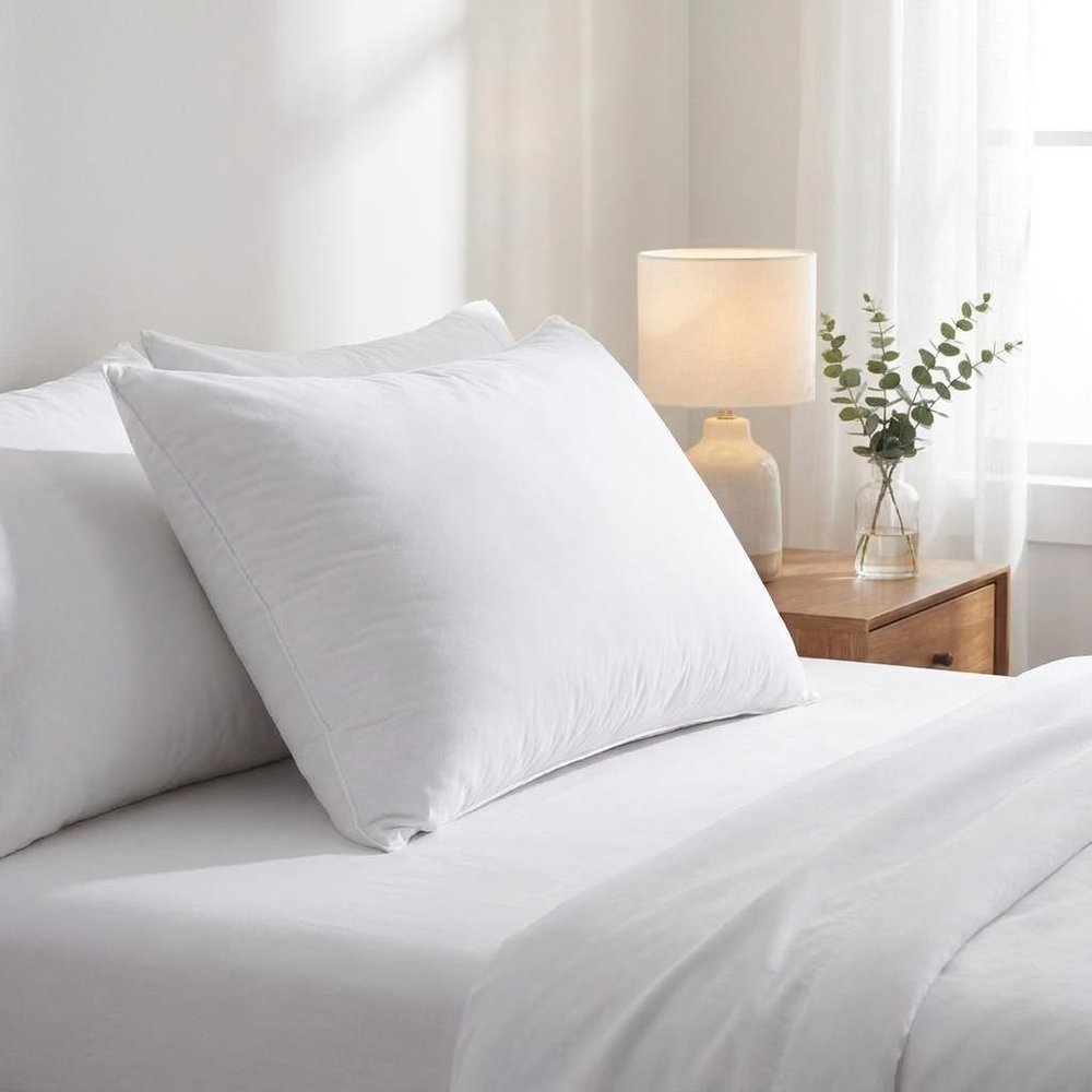 Set Of 2 Lux Sateen Down Alternative Standard Size Firm Pillows HomeRoots