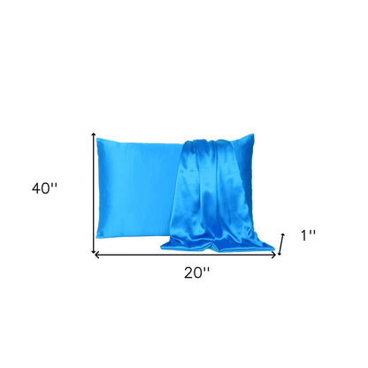 Blue Dreamy Set Of 2 Silky Satin King Pillowcases HomeRoots