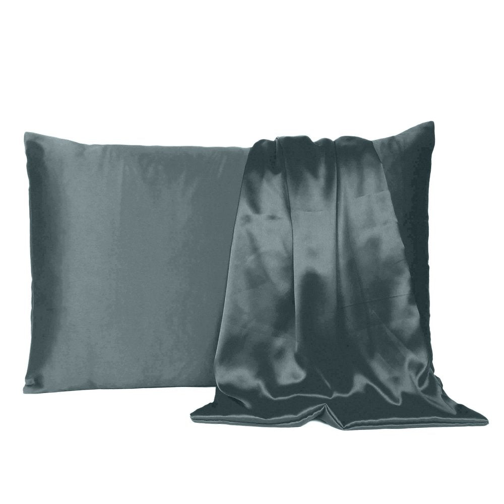 Gray Dreamy Set Of 2 Silky Satin King Pillowcases HomeRoots