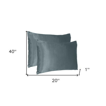 Gray Dreamy Set Of 2 Silky Satin King Pillowcases