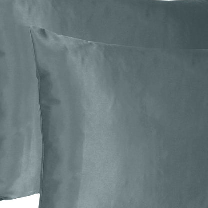 Gray Dreamy Set Of 2 Silky Satin King Pillowcases