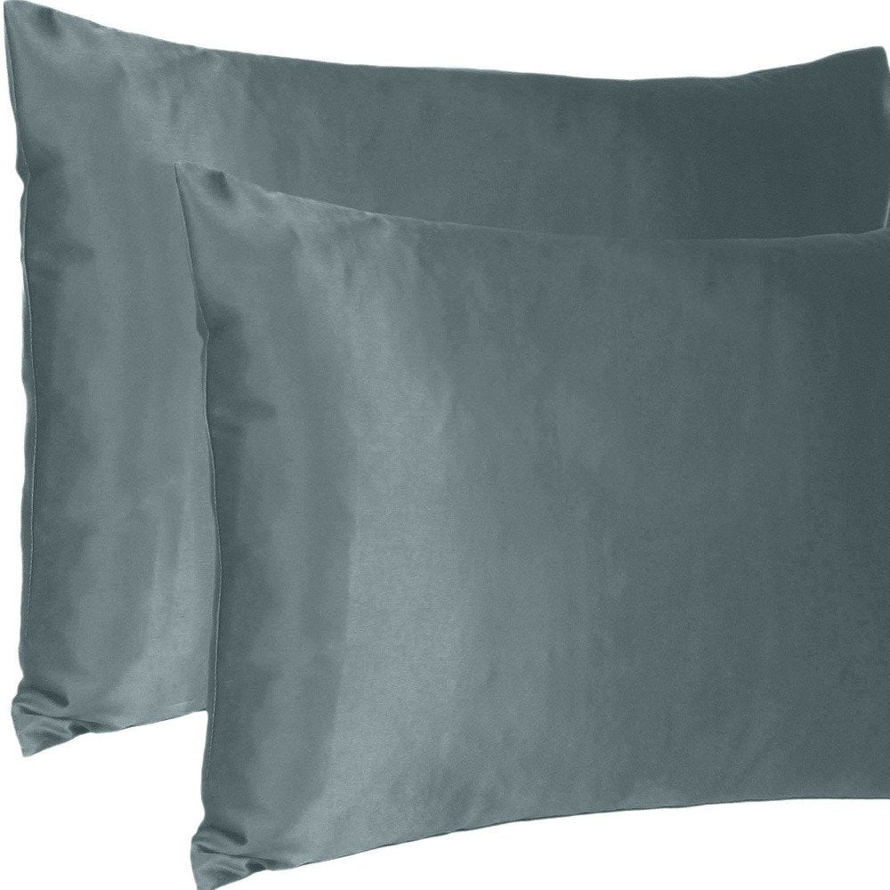 Gray Dreamy Set Of 2 Silky Satin King Pillowcases HomeRoots