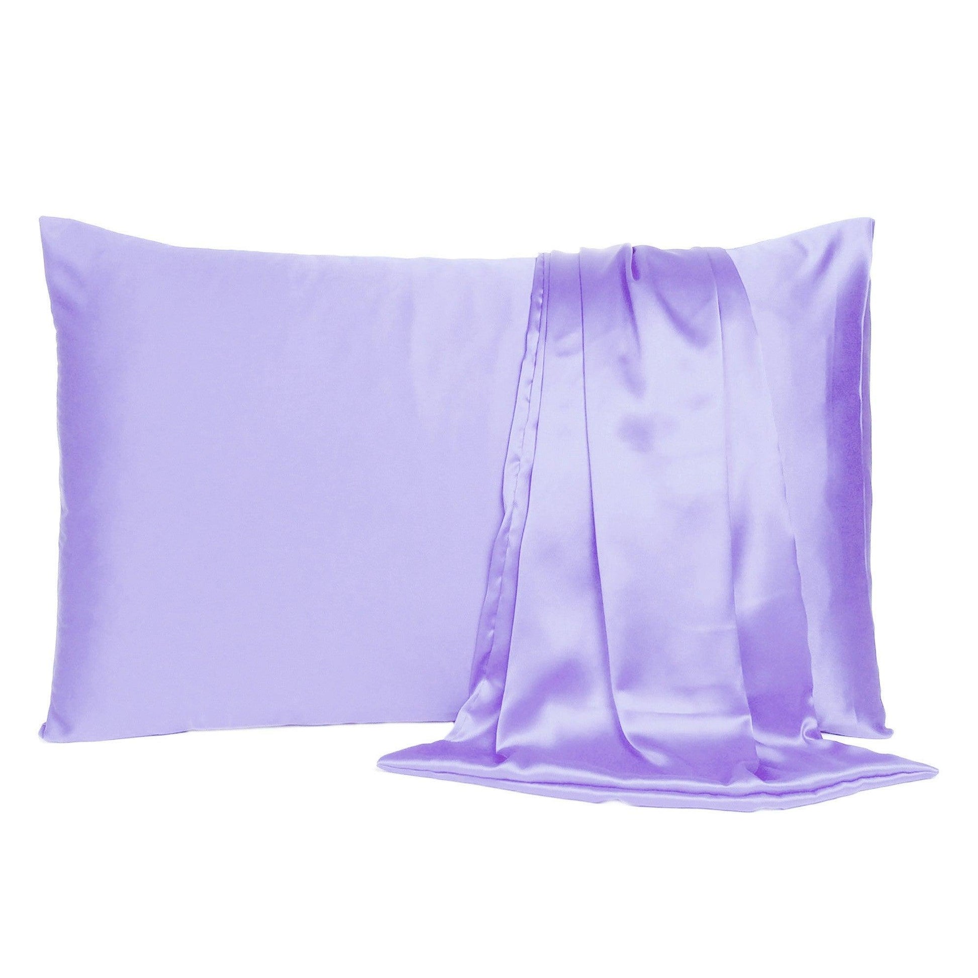 Purple Dreamy Set Of 2 Silky Satin King Pillowcases - FurniFindUSA