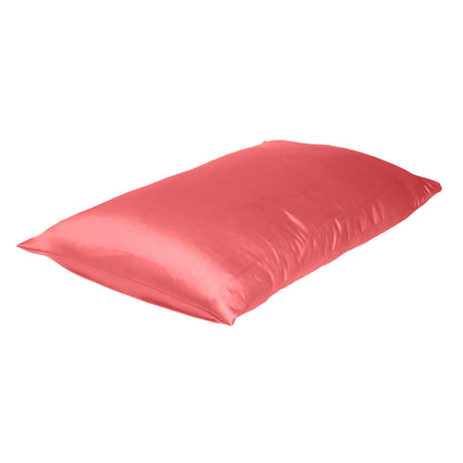 Coral Dreamy Set Of 2 Silky Satin King Pillowcases - FurniFindUSA