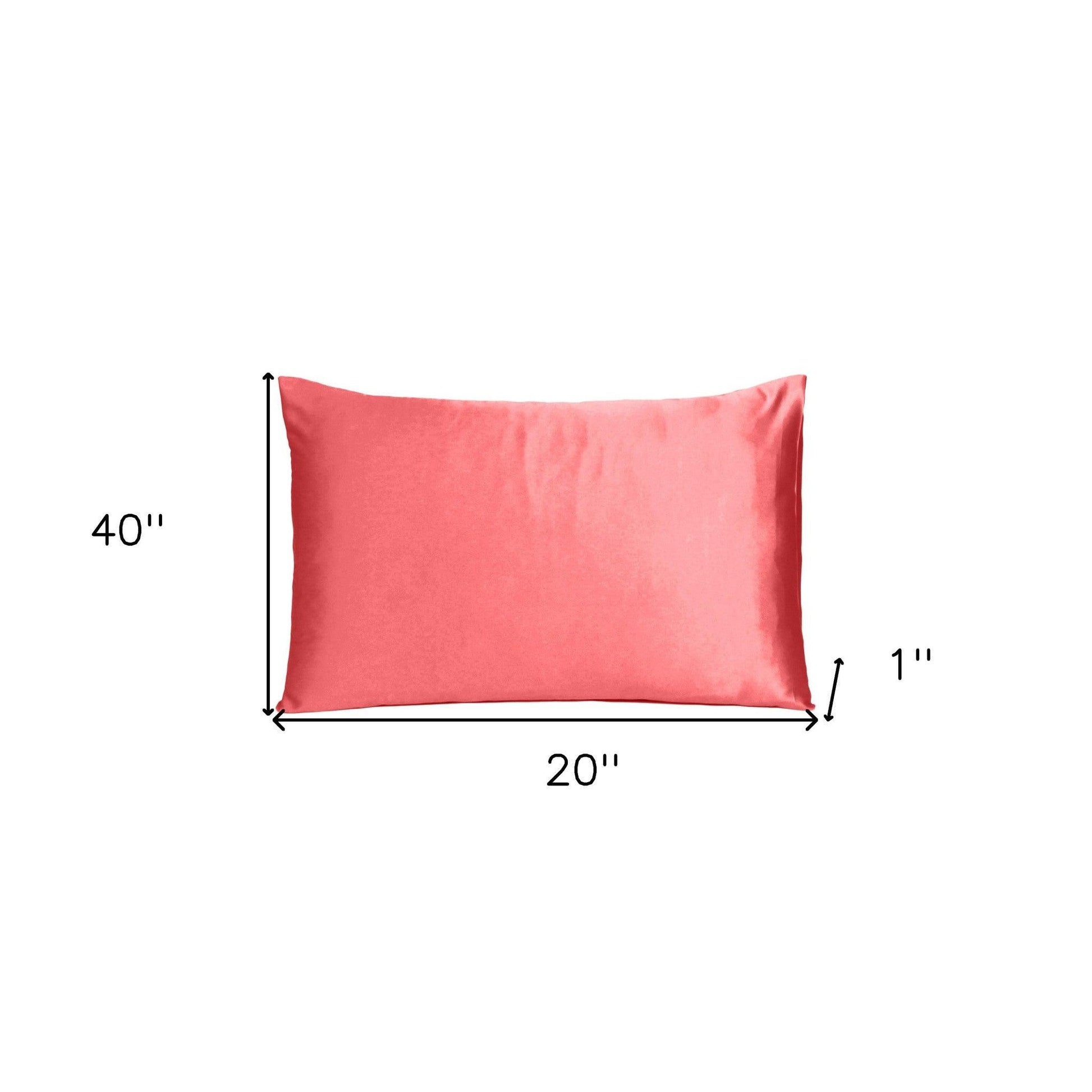 Coral Dreamy Set Of 2 Silky Satin King Pillowcases - FurniFindUSA