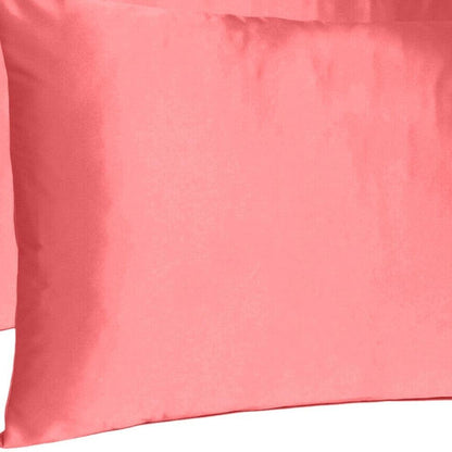 Coral Dreamy Set Of 2 Silky Satin King Pillowcases - FurniFindUSA