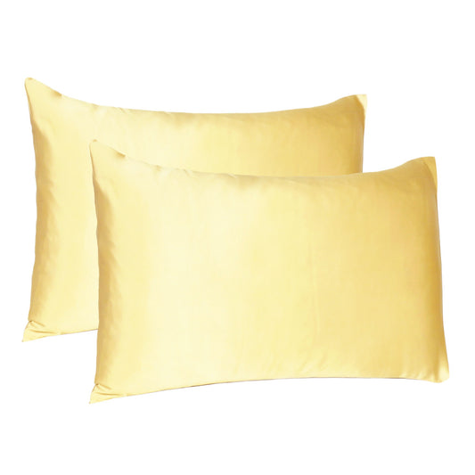 Gold Dreamy Set Of 2 Silky Satin King Pillowcases