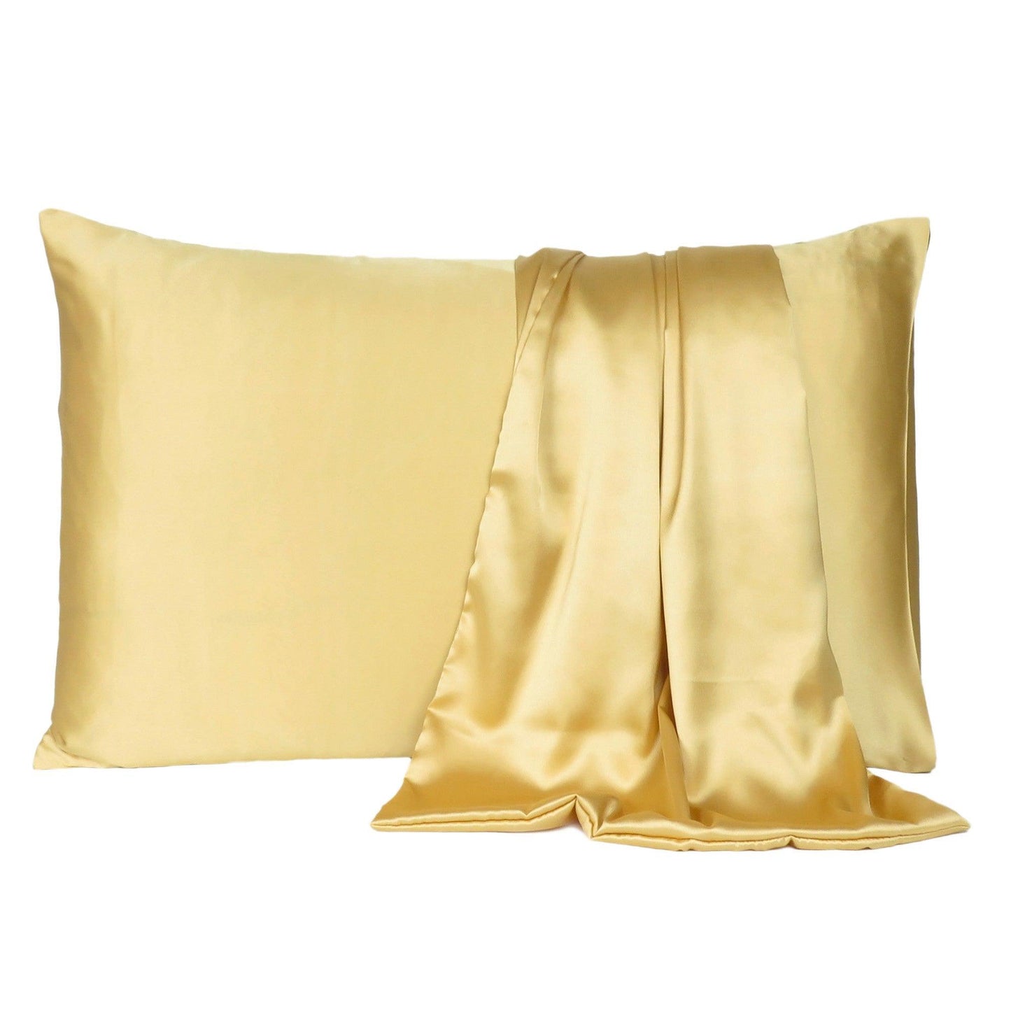 Gold Dreamy Set Of 2 Silky Satin King Pillowcases - FurniFindUSA