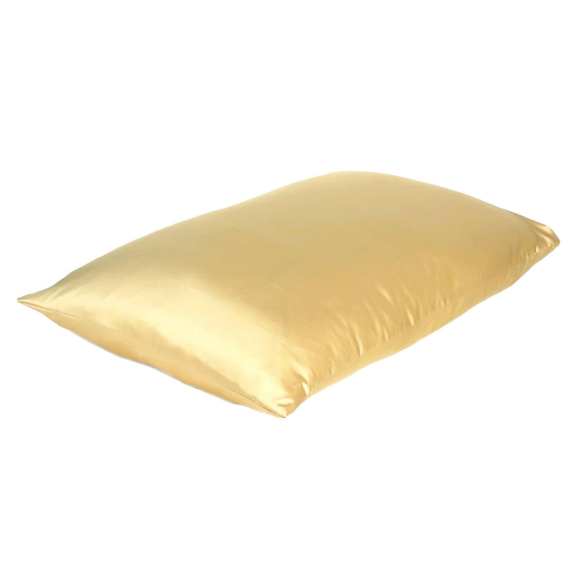 Gold Dreamy Set Of 2 Silky Satin King Pillowcases - FurniFindUSA