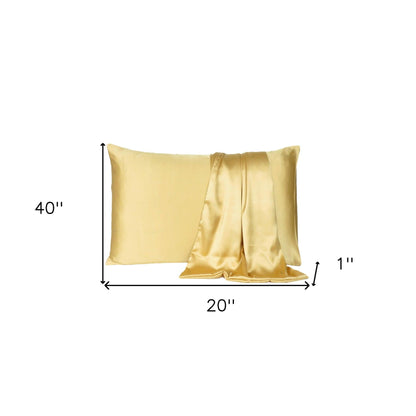 Gold Dreamy Set Of 2 Silky Satin King Pillowcases - FurniFindUSA