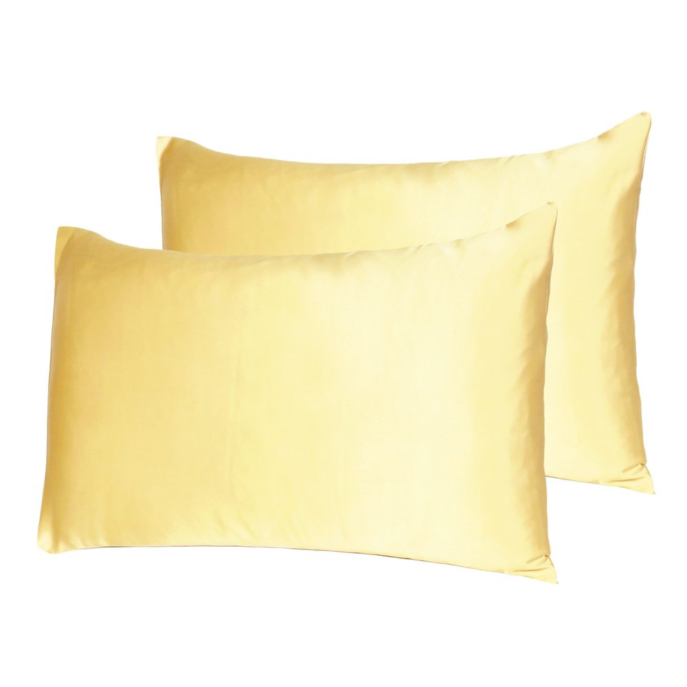 Gold Dreamy Set Of 2 Silky Satin King Pillowcases HomeRoots