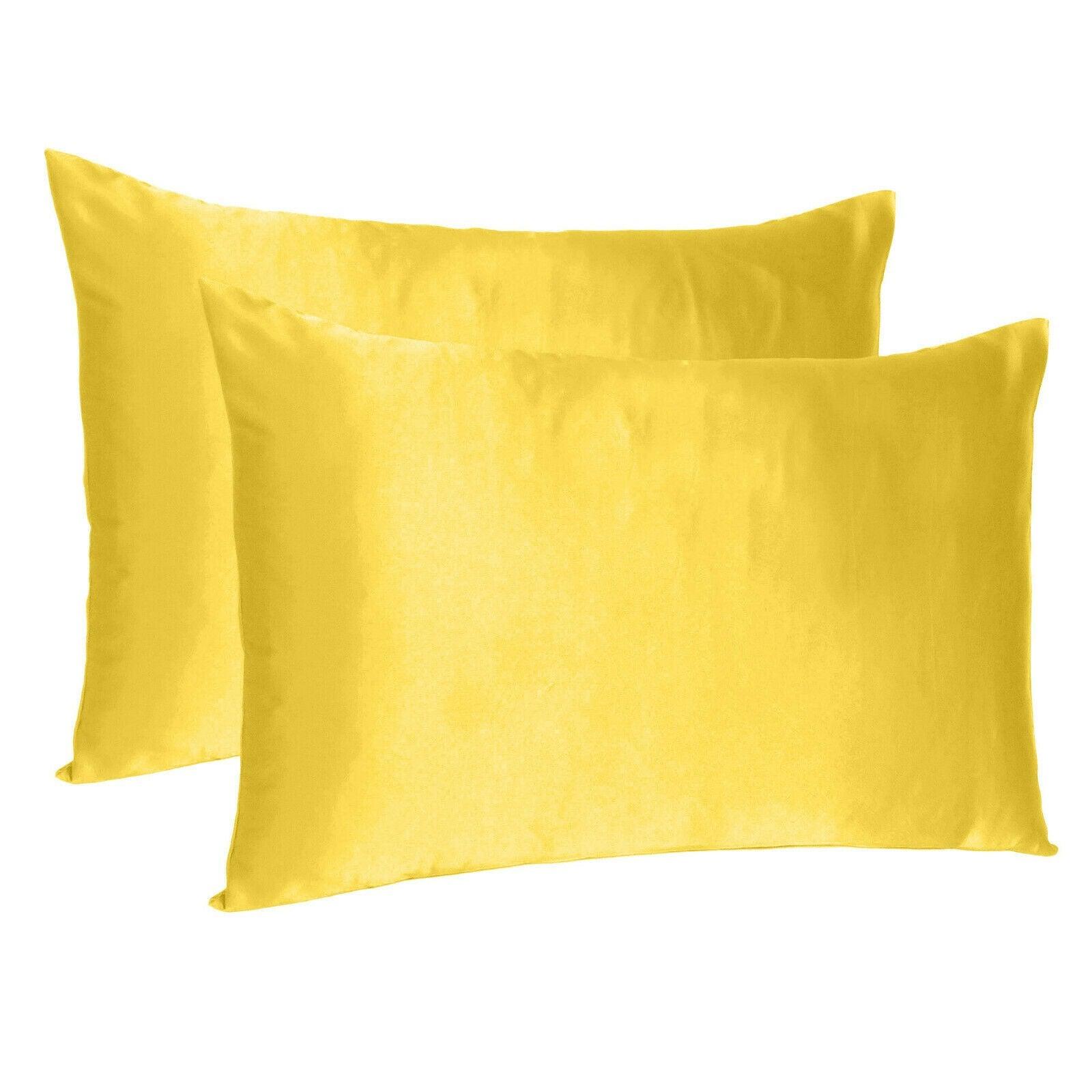 Lemon Dreamy Set Of 2 Silky Satin King Pillowcases - FurniFindUSA