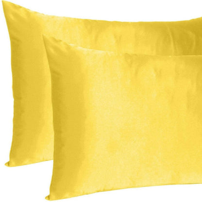 Lemon Dreamy Set Of 2 Silky Satin King Pillowcases - FurniFindUSA