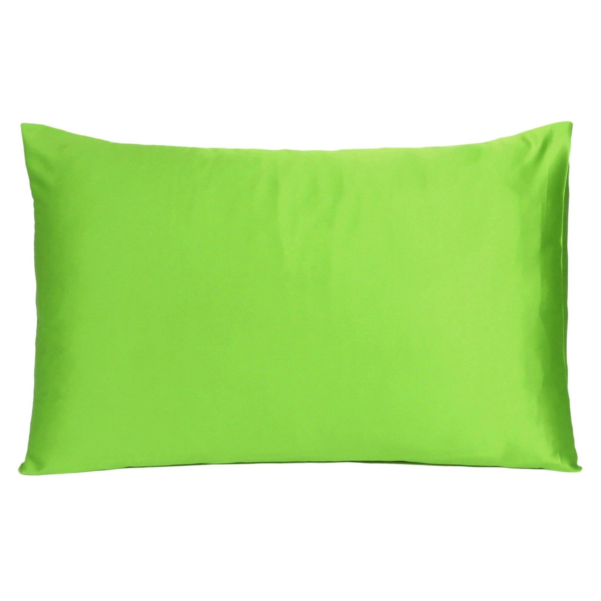 Bright Green Dreamy Set Of 2 Silky Satin King Pillowcases - FurniFindUSA