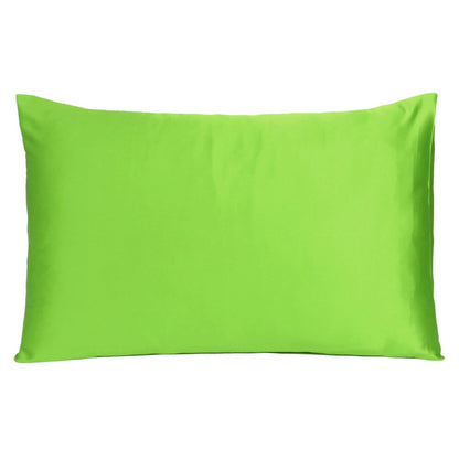 Set of Two Bright Green Dreamy Silky Satin King Pillowcases HomeRoots