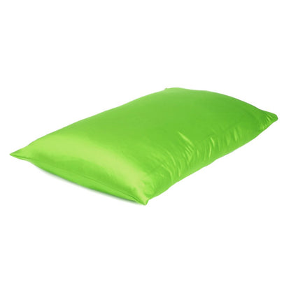 Set of Two Bright Green Dreamy Silky Satin King Pillowcases HomeRoots