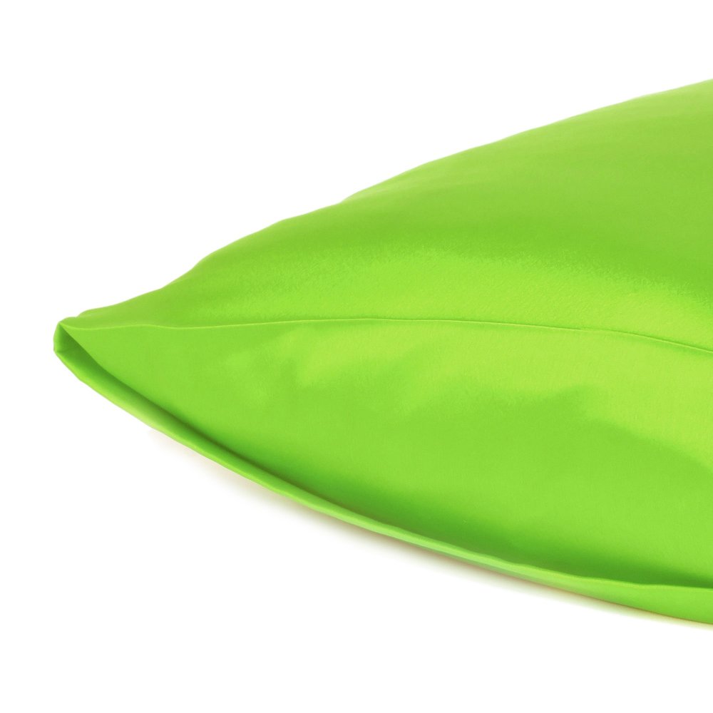 Set of Two Bright Green Dreamy Silky Satin King Pillowcases HomeRoots