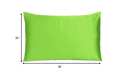 Bright Green Dreamy Set Of 2 Silky Satin King Pillowcases - FurniFindUSA