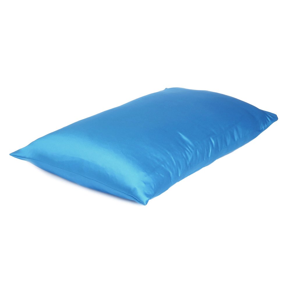 Set of Two Bright Blue Dreamy Silky Satin King Pillowcases HomeRoots