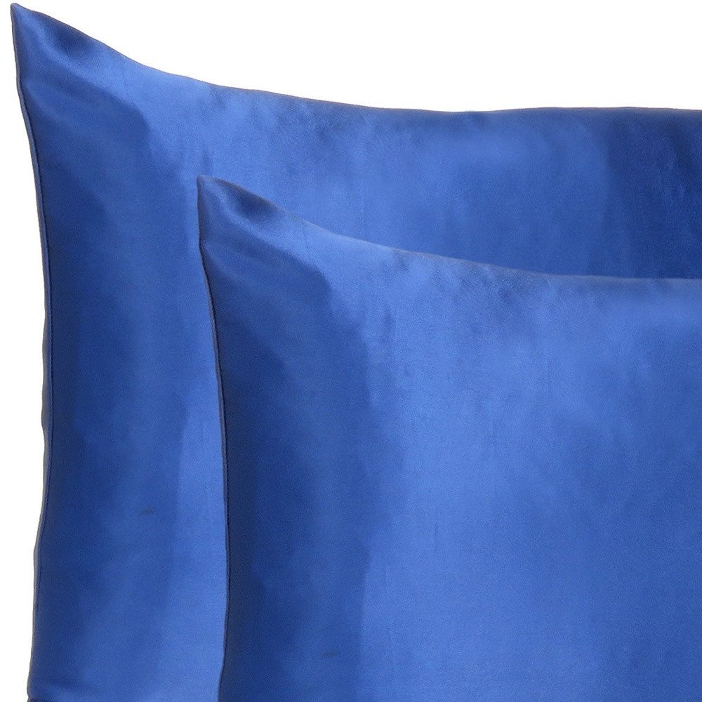 Navy Blue Dreamy Set Of 2 Silky Satin King Pillowcases HomeRoots