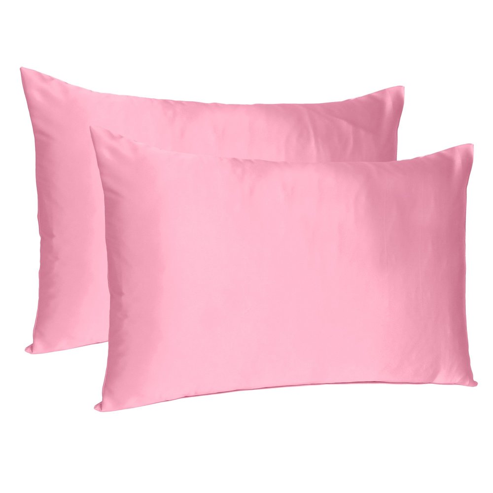 Pink Rose Dreamy Set Of 2 Silky Satin King Pillowcases HomeRoots