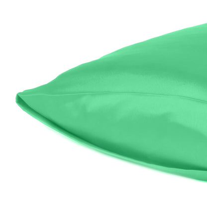 Green Dreamy Set Of 2 Silky Satin King Pillowcases