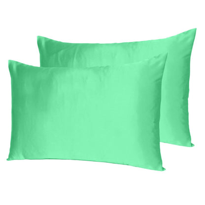 Green Dreamy Set Of 2 Silky Satin King Pillowcases HomeRoots