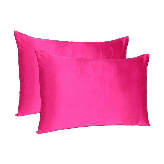 Fuchsia Dreamy Set Of 2 Silky Satin King Pillowcases HomeRoots