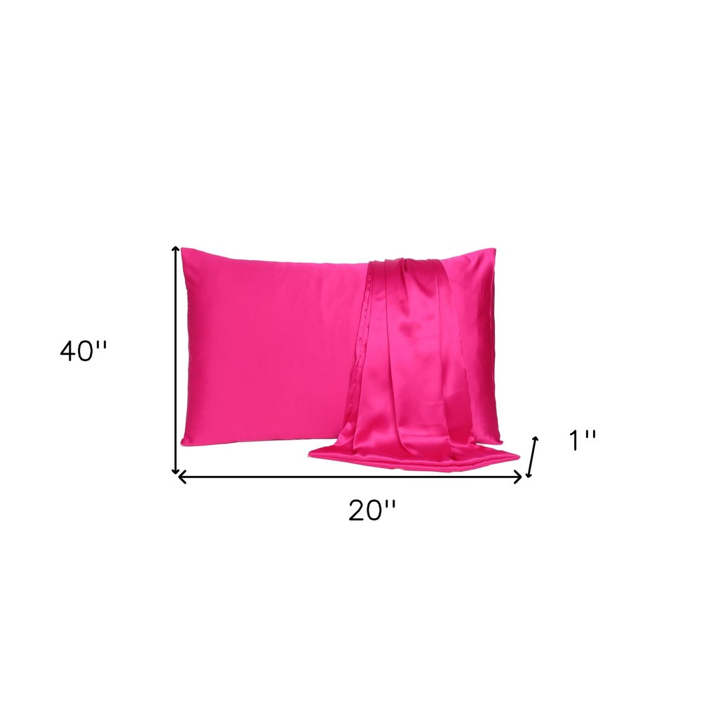 Fuchsia Dreamy Set Of 2 Silky Satin King Pillowcases HomeRoots