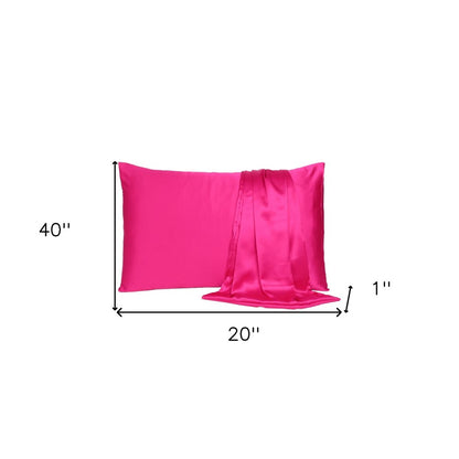 Fuchsia Dreamy Set Of 2 Silky Satin King Pillowcases HomeRoots