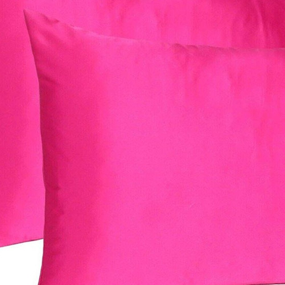Fuchsia Dreamy Set Of 2 Silky Satin King Pillowcases HomeRoots