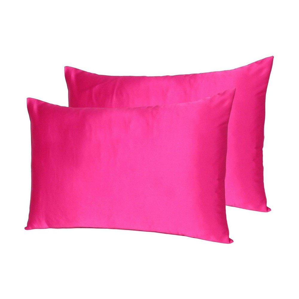 Fuchsia Dreamy Set Of 2 Silky Satin King Pillowcases HomeRoots