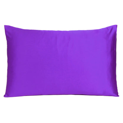 Bright Purple Dreamy Set Of 2 Silky Satin King Pillowcases