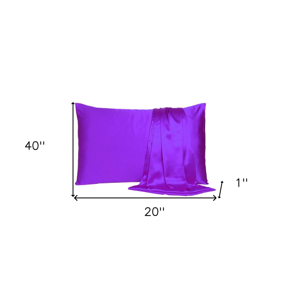 Bright Purple Dreamy Set Of 2 Silky Satin King Pillowcases HomeRoots