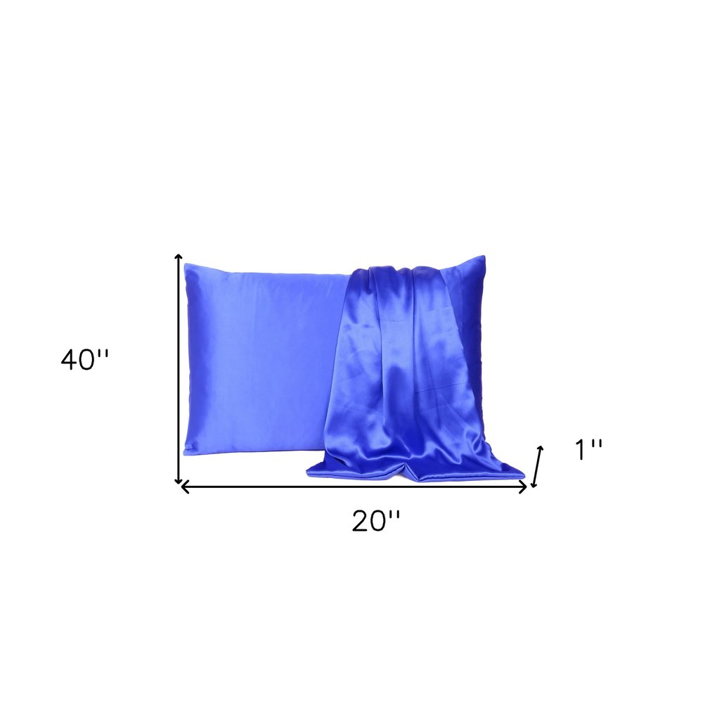 Royal Blue Dreamy Set Of 2 Silky Satin King Pillowcases HomeRoots