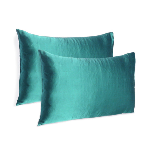 Teal Dreamy Set Of 2 Silky Satin King Pillowcases - FurniFindUSA
