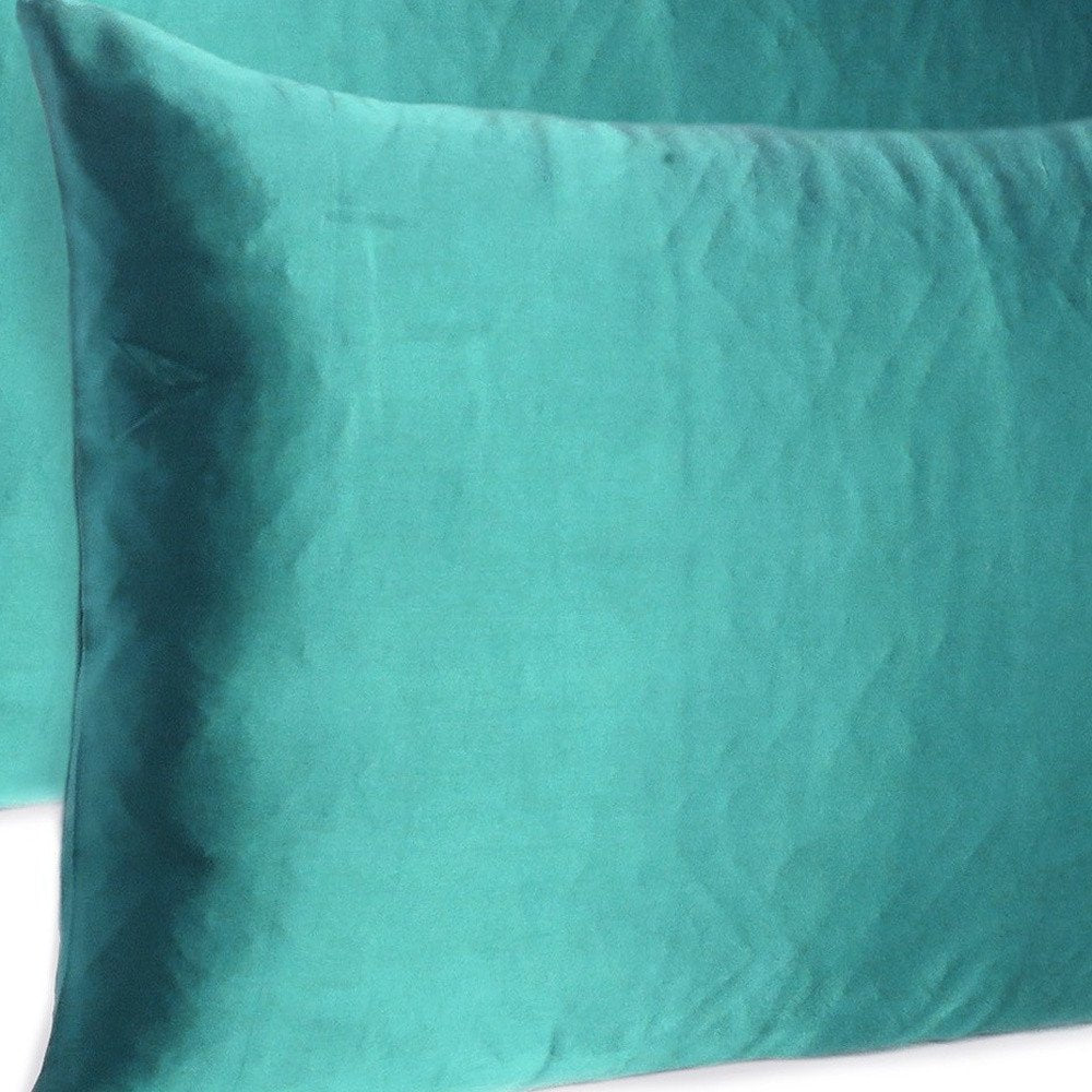 Teal Dreamy Set Of 2 Silky Satin King Pillowcases HomeRoots