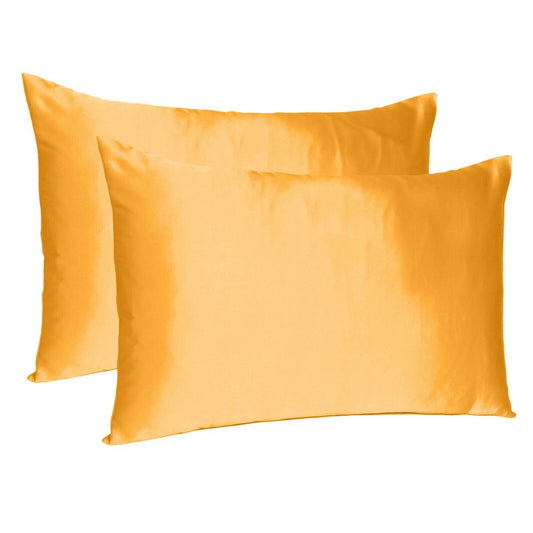 Apricot Dreamy Set Of 2 Silky Satin Standard Pillowcases HomeRoots
