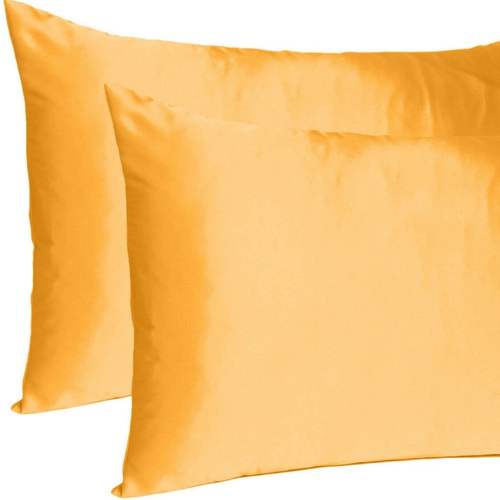 Apricot Dreamy Set Of 2 Silky Satin Standard Pillowcases HomeRoots