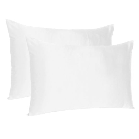 Set Of Two White Silky Satin Standard Pillowcases HomeRoots