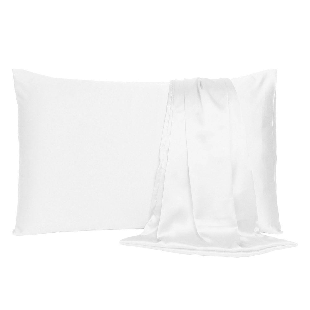 Set Of Two White Silky Satin Standard Pillowcases HomeRoots